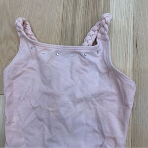 Danskin Girls Ballet Bodysuit Sz 4/5 Pink Rhinestones